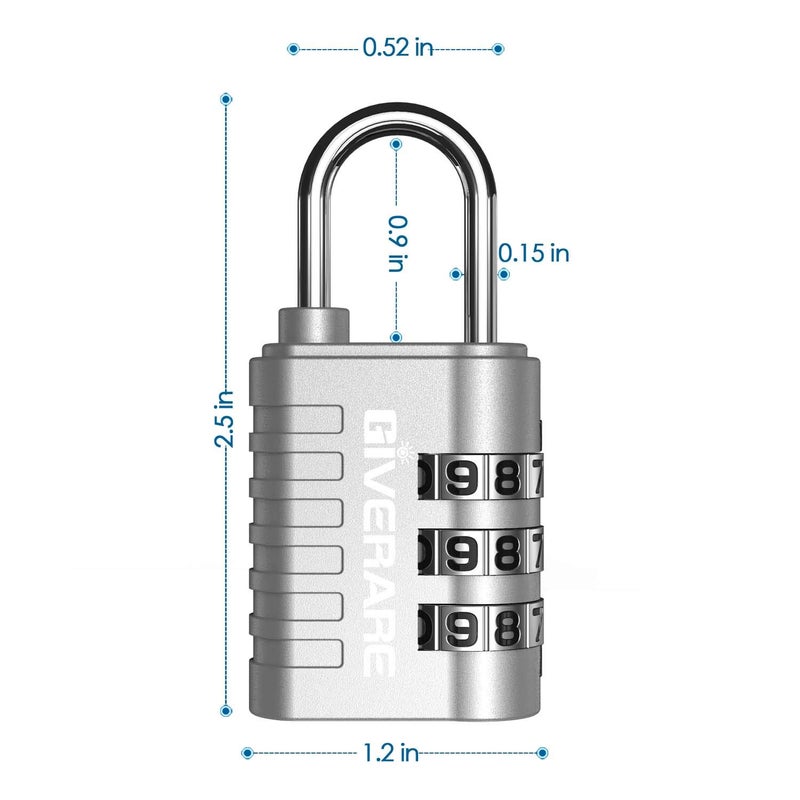 GIVERARE 8 Pack Combination Lock, 3-Digit Padlock Keyless, Resettable Luggage Locks for Backpack, Gym & School & Employee Locker, Weatherproof Travel Lock for Fence, Backyard Gate, Hasp, Case-Silver - Image 2